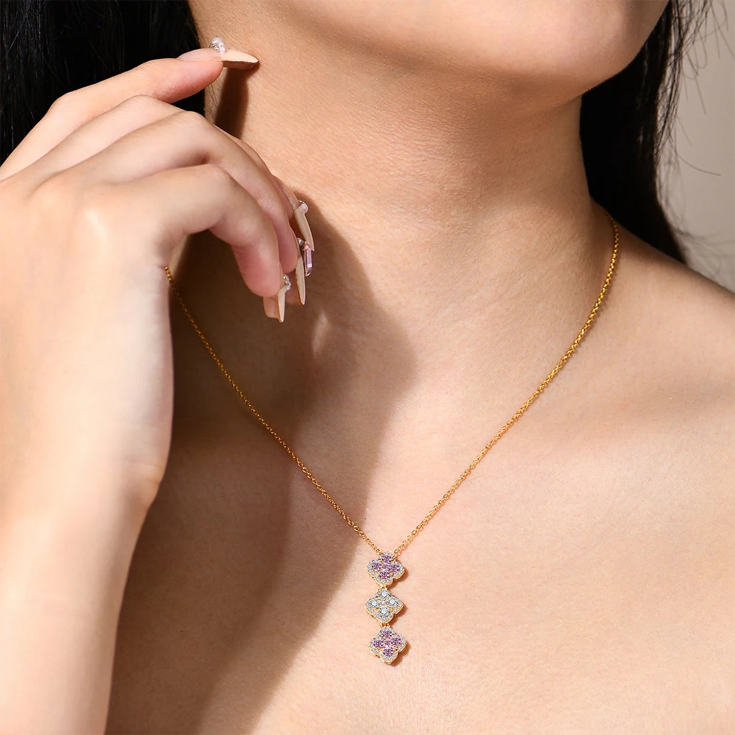 Eternal Moissanite Flower Pendant Necklace